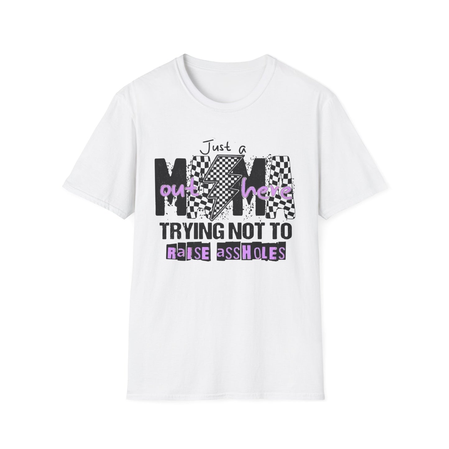 Mama Graphic Tee — "Just a Mama Trying Not to Raise Assholes" Funny Mom Shirt