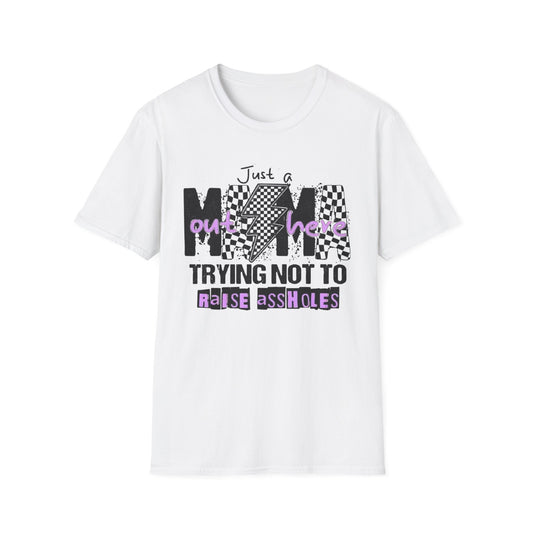 Mama Graphic Tee — "Just a Mama Trying Not to Raise Assholes" Funny Mom Shirt