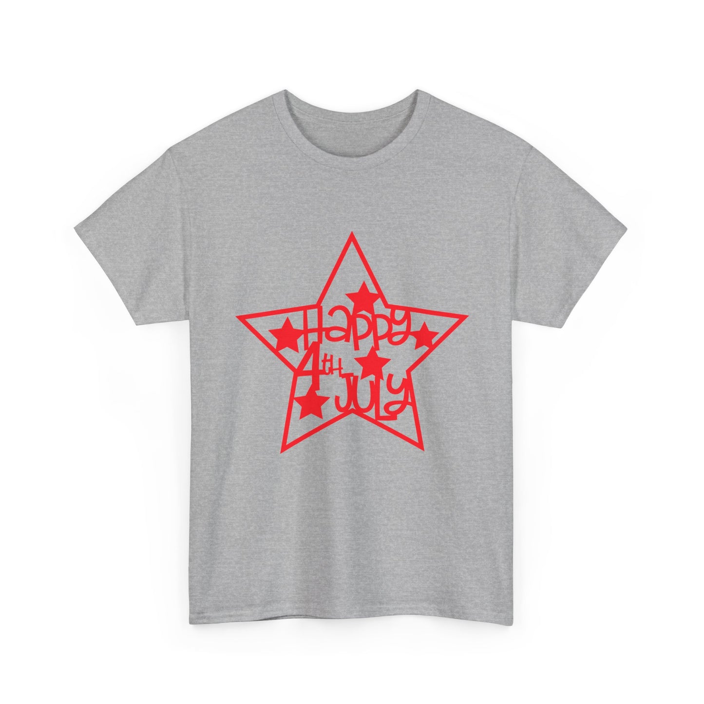 Independence Day Star T-Shirt — "Happy 4th of July" Red Star Graphic Tee
