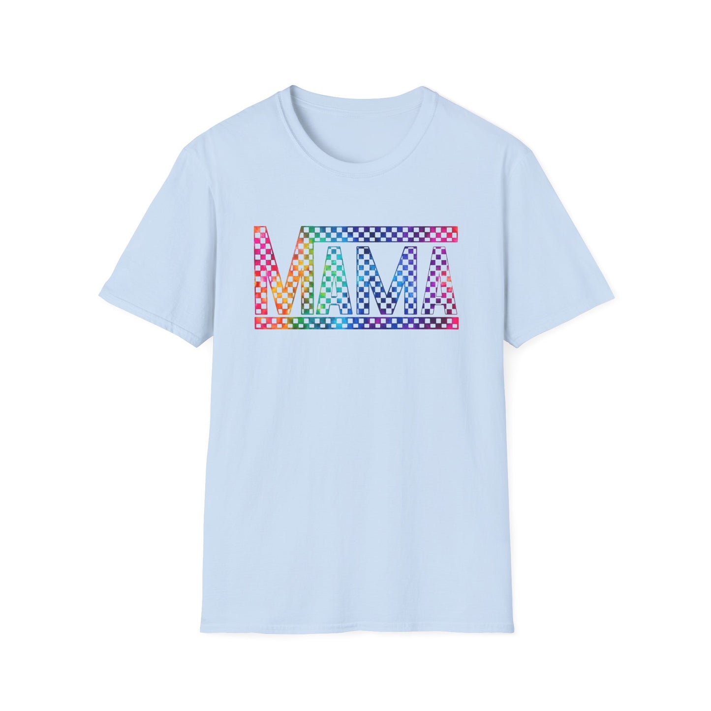 Mama Rainbow Checkered T-Shirt — Colorful Pride Mom Tee