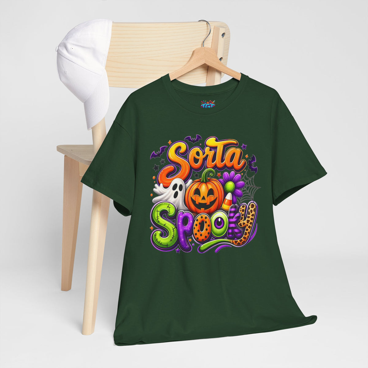 Sorta Spooky Halloween Design T-Shirt | Pumpkin Ghosts Bats