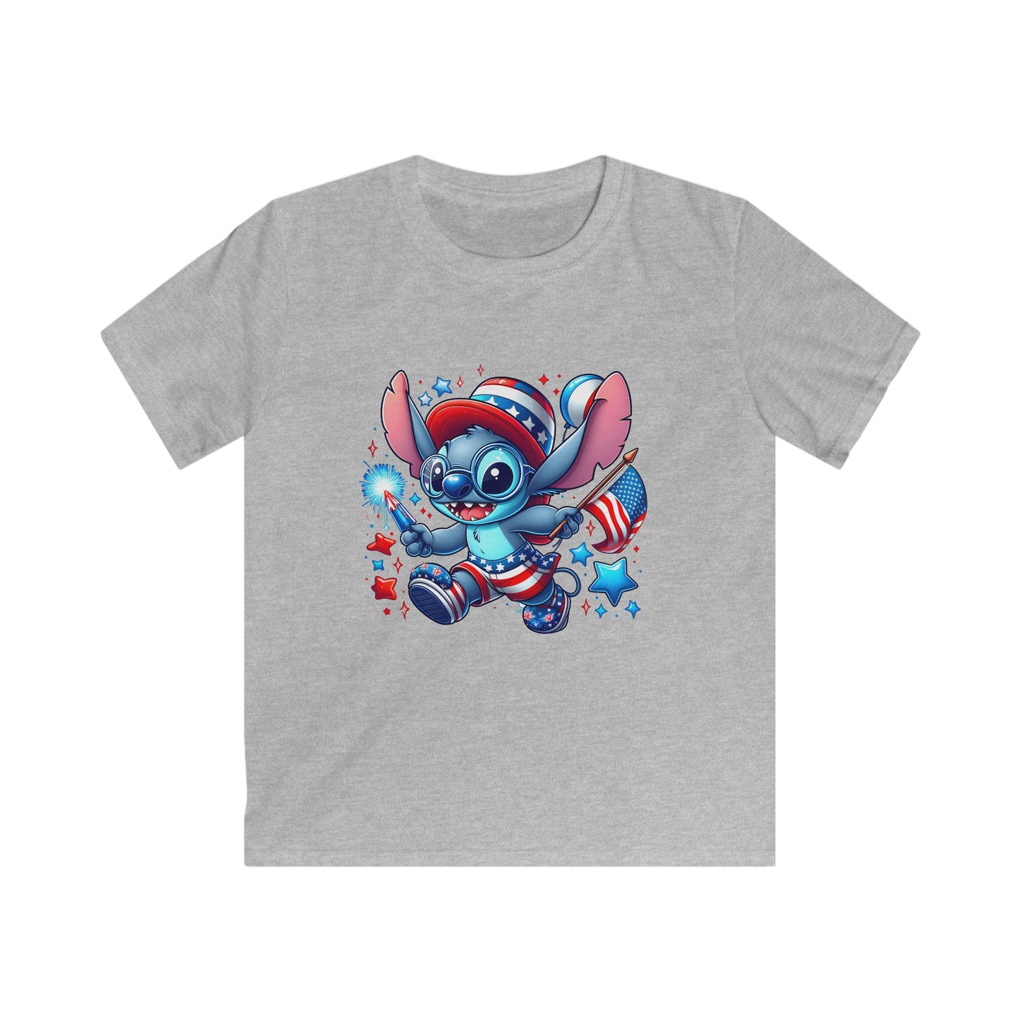 Kids Tee — Patriotic Cartoon Alien in Red, White & Blue