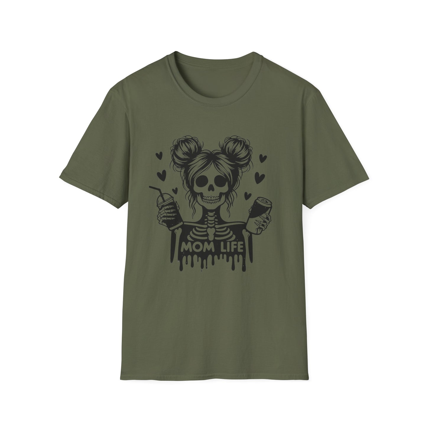 Mom Life Skull T-Shirt — Funny Mom Graphic Tee with Coffee & Wine Design