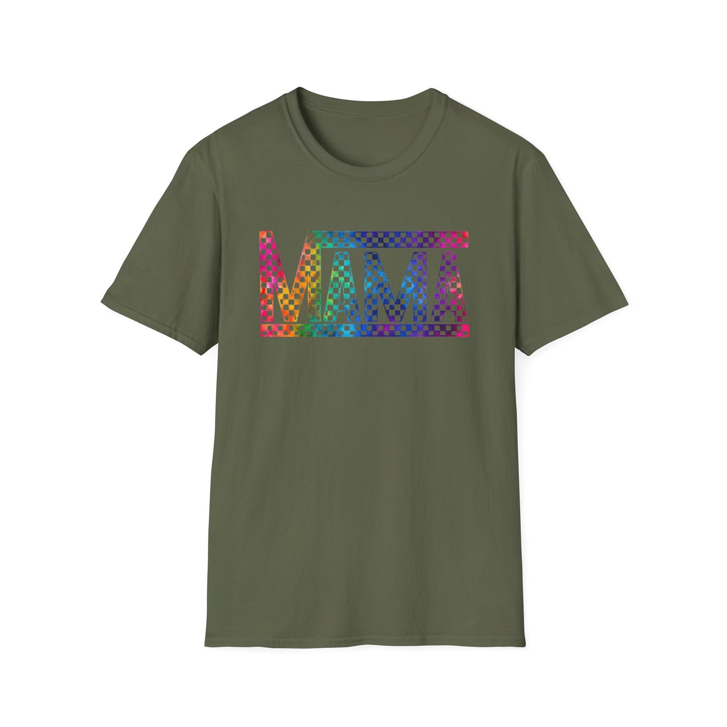 Mama Rainbow Checkered T-Shirt — Colorful Pride Mom Tee