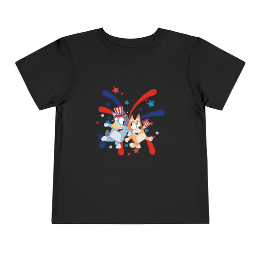 Patriotic Cartoon Corgis Toddler Tee — 4th of July Kids Shirt