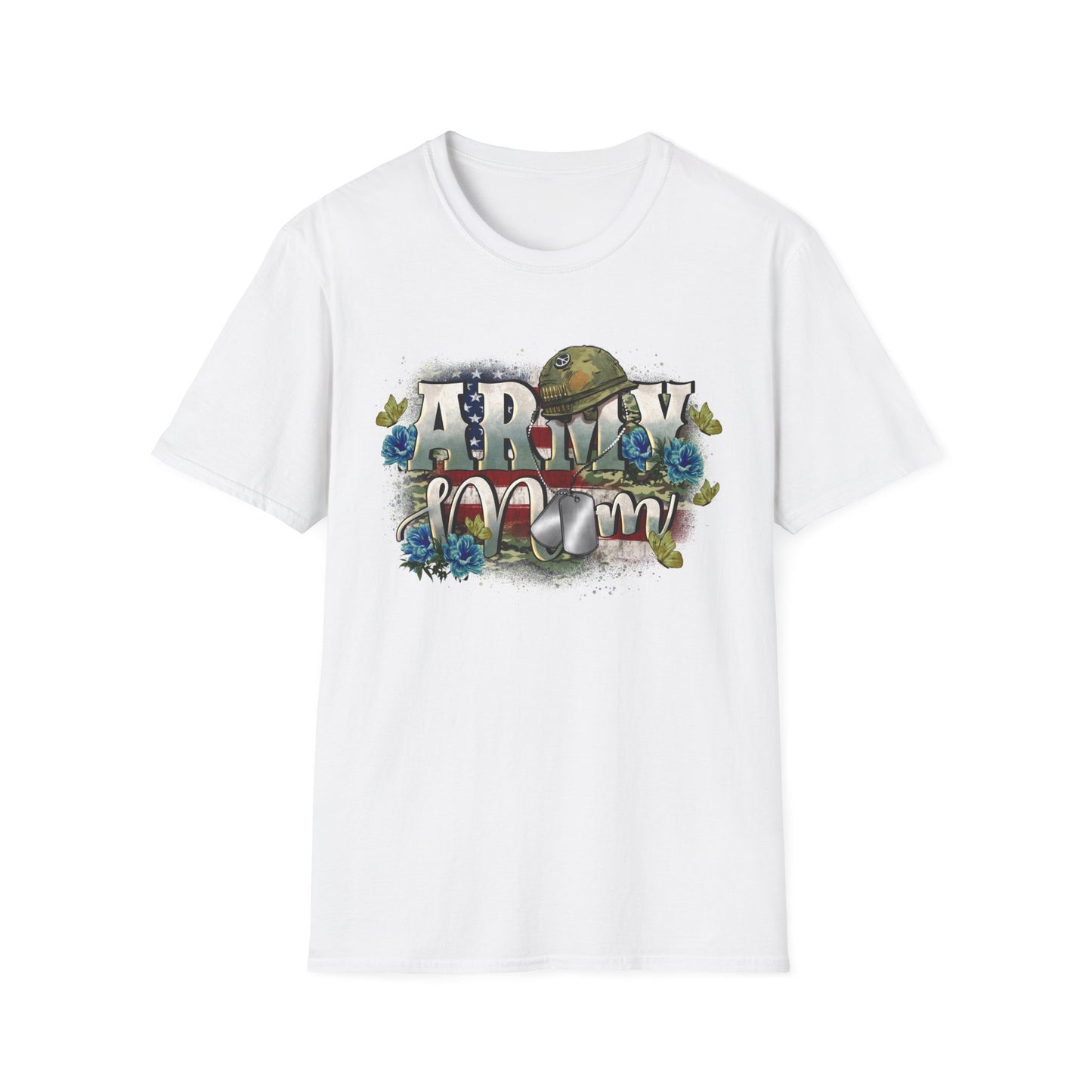 Army Mom T-Shirt — Patriotic Military Mom Tee with Helmet & Poppies