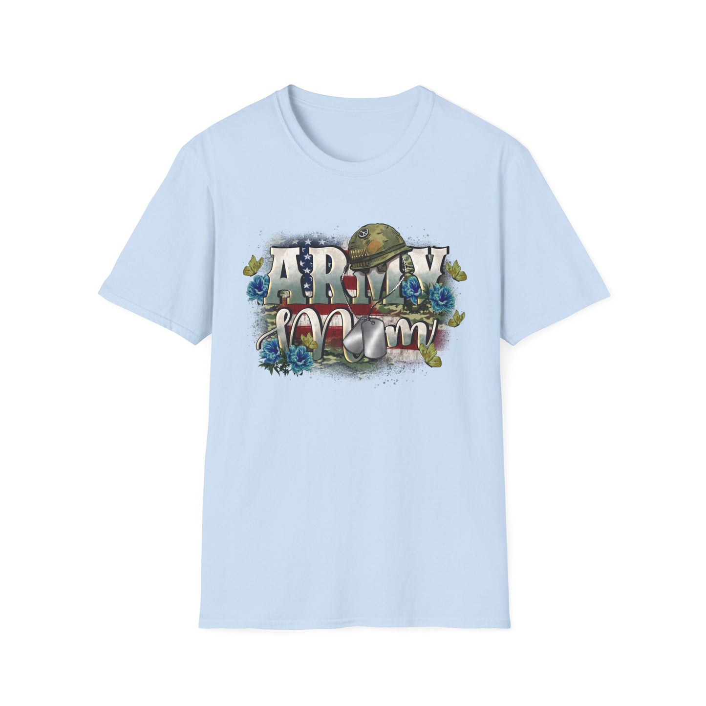Army Mom T-Shirt — Patriotic Military Mom Tee with Helmet & Poppies