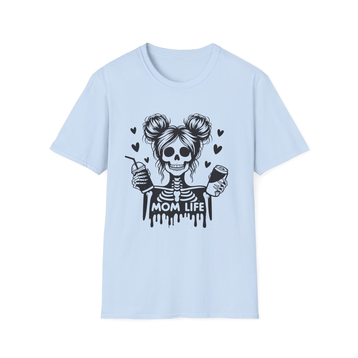 Mom Life Skull T-Shirt — Funny Mom Graphic Tee with Coffee & Wine Design