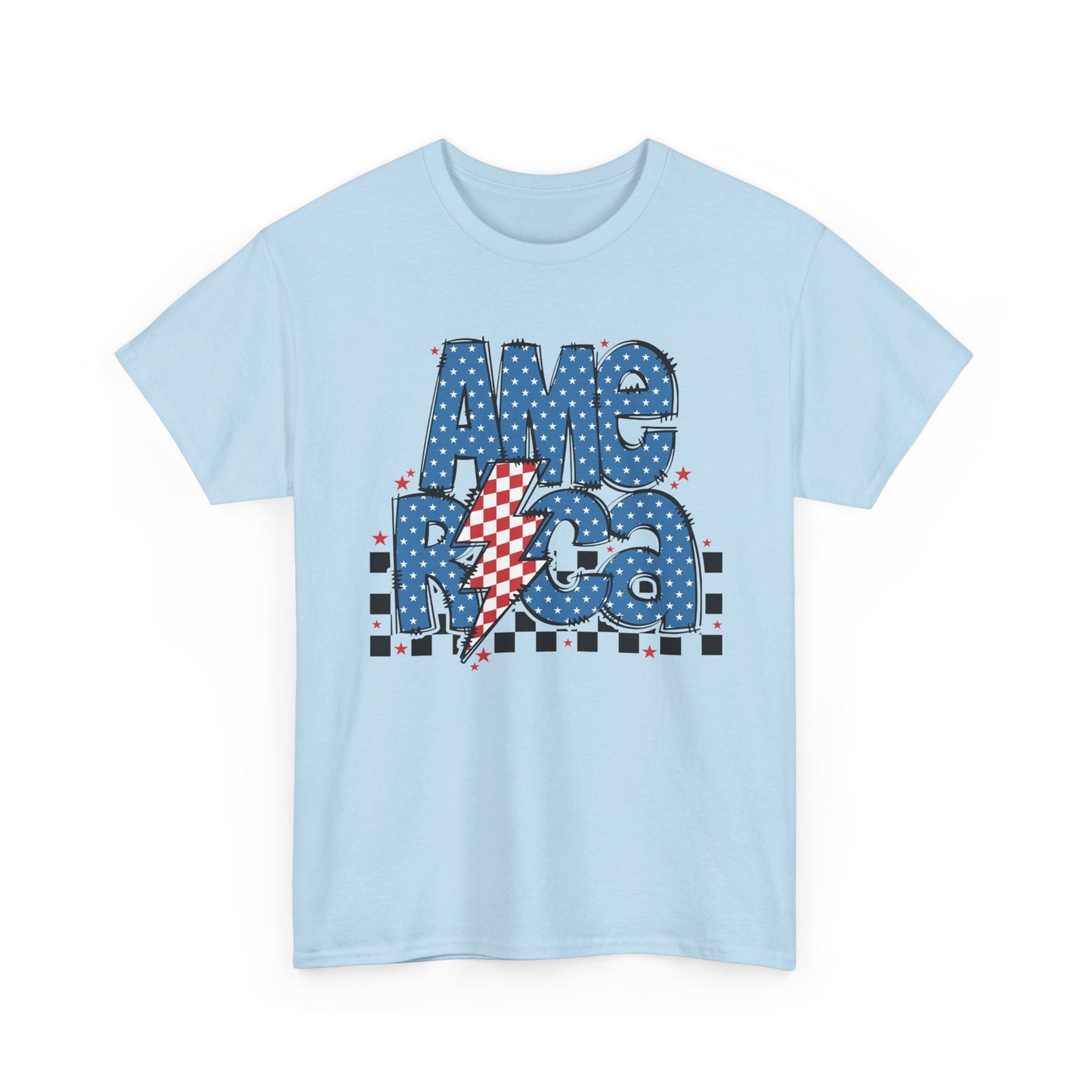 America Lightning Flag T-Shirt — Patriotic Fourth of July Tee