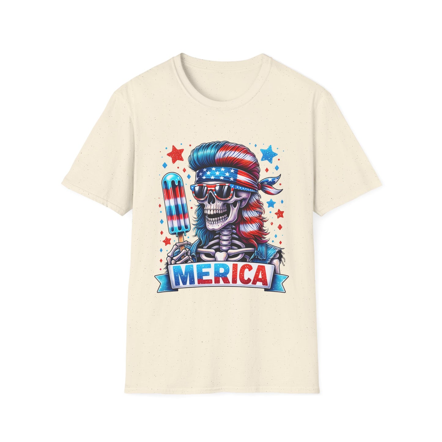 ’Merica Skull T-Shirt — Patriotic 4th of July American Flag Design