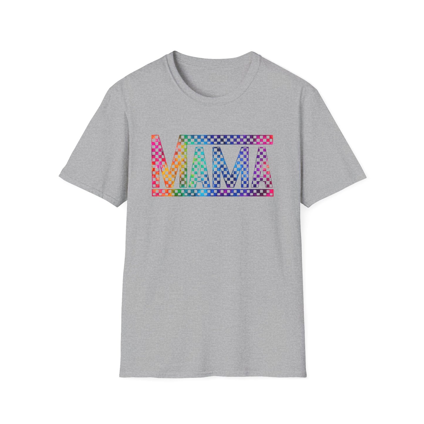 Mama Rainbow Checkered T-Shirt — Colorful Pride Mom Tee