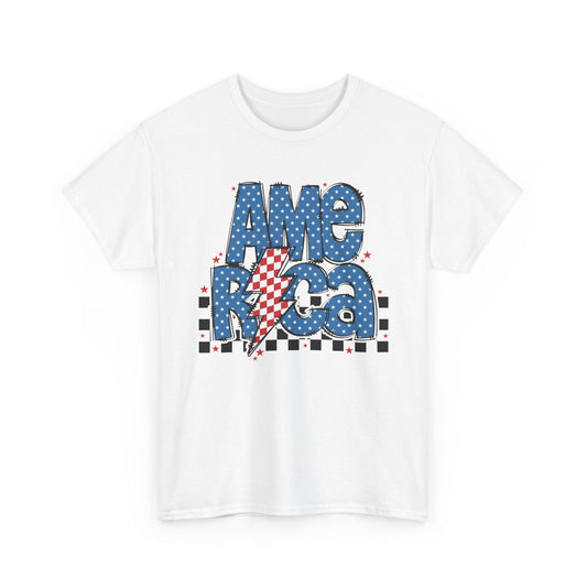 America Lightning Flag T-Shirt — Patriotic Fourth of July Tee