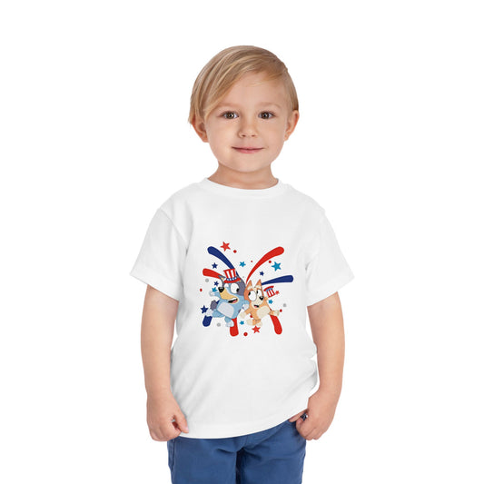 Patriotic Cartoon Corgis Toddler Tee — 4th of July Kids Shirt