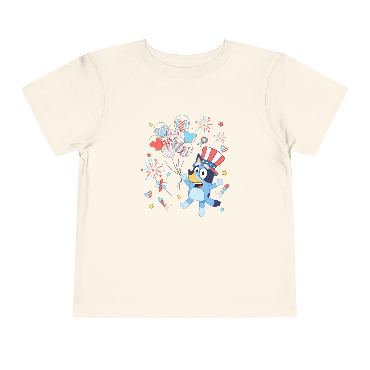 Patriotic Kids Tee — Cute Blue Bird in Uncle Sam Hat (Toddler Short Sleeve)