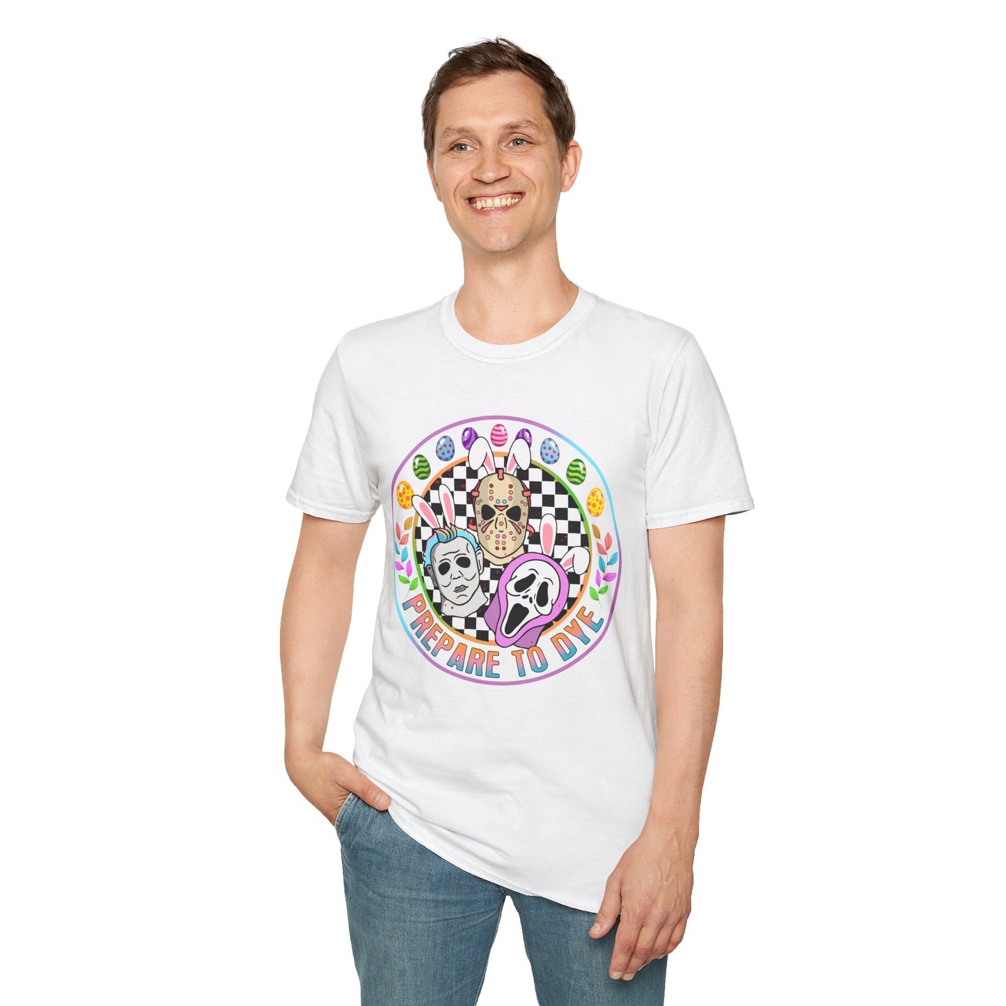 Prepare to Die Easter Horror T-Shirt — Pastel Slasher Mask Design