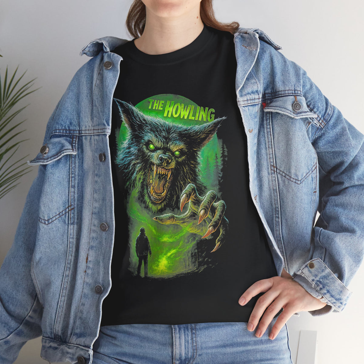 The Howling Wolf Head Tee | Neon Green Horror Graphic T-Shirt