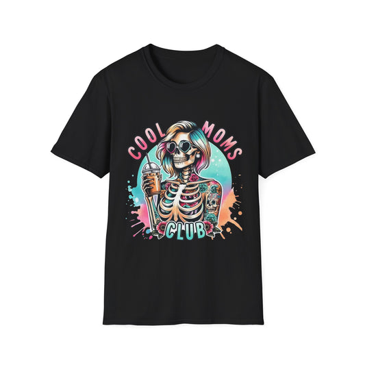 Cool Moms Club T-Shirt — Colorful Tattooed Skeleton Mom Graphic Tee