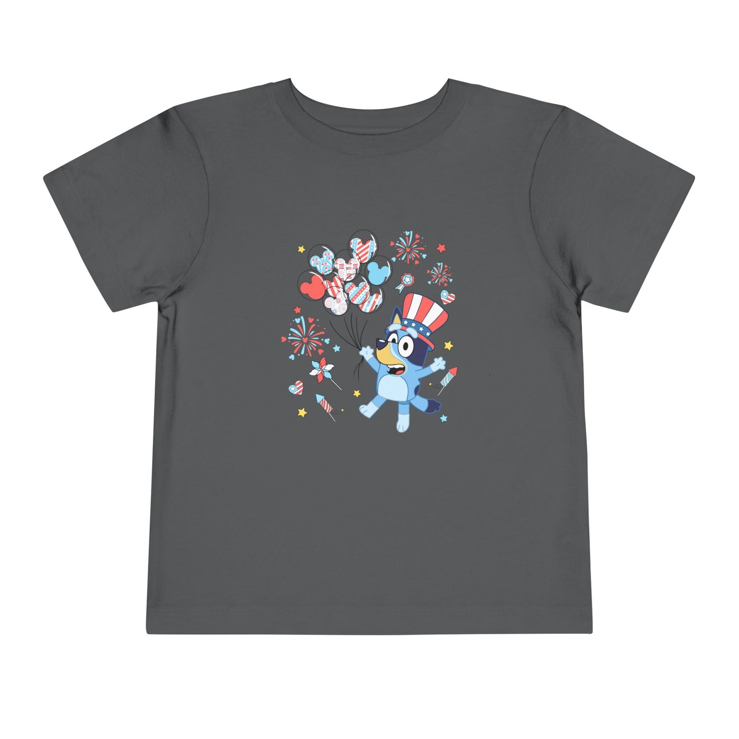 Patriotic Kids Tee — Cute Blue Bird in Uncle Sam Hat (Toddler Short Sleeve)