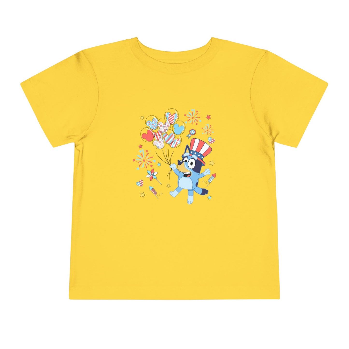 Patriotic Kids Tee — Cute Blue Bird in Uncle Sam Hat (Toddler Short Sleeve)