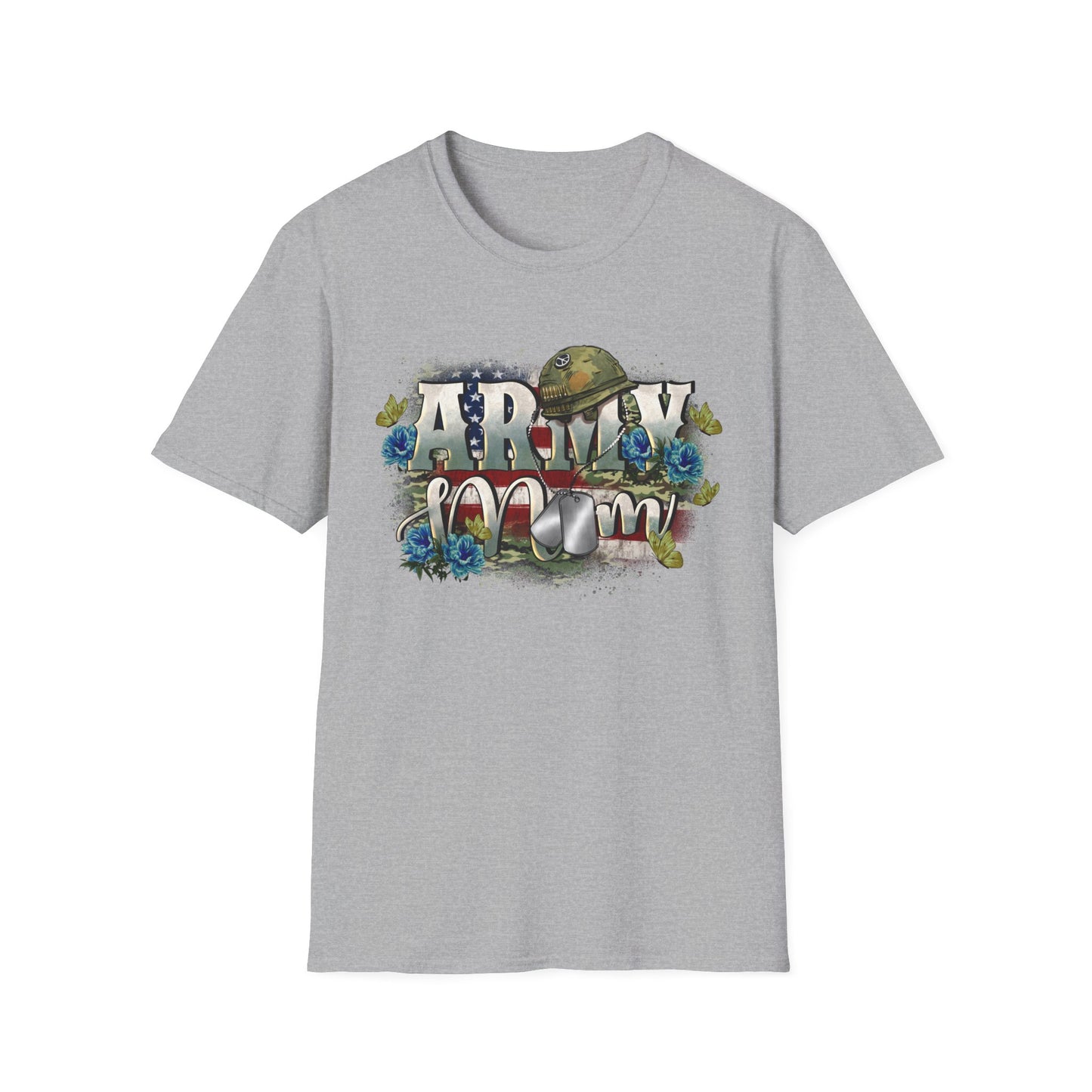 Army Mom T-Shirt — Patriotic Military Mom Tee with Helmet & Poppies