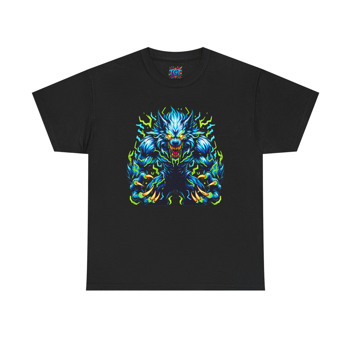 Neon Werewolf T-Shirt, Colorful Wolf Monster Graphic Tee, Horror Shirt, Gothic Streetwear, Halloween Werewolf Tee, Fantasy Creature Shirt