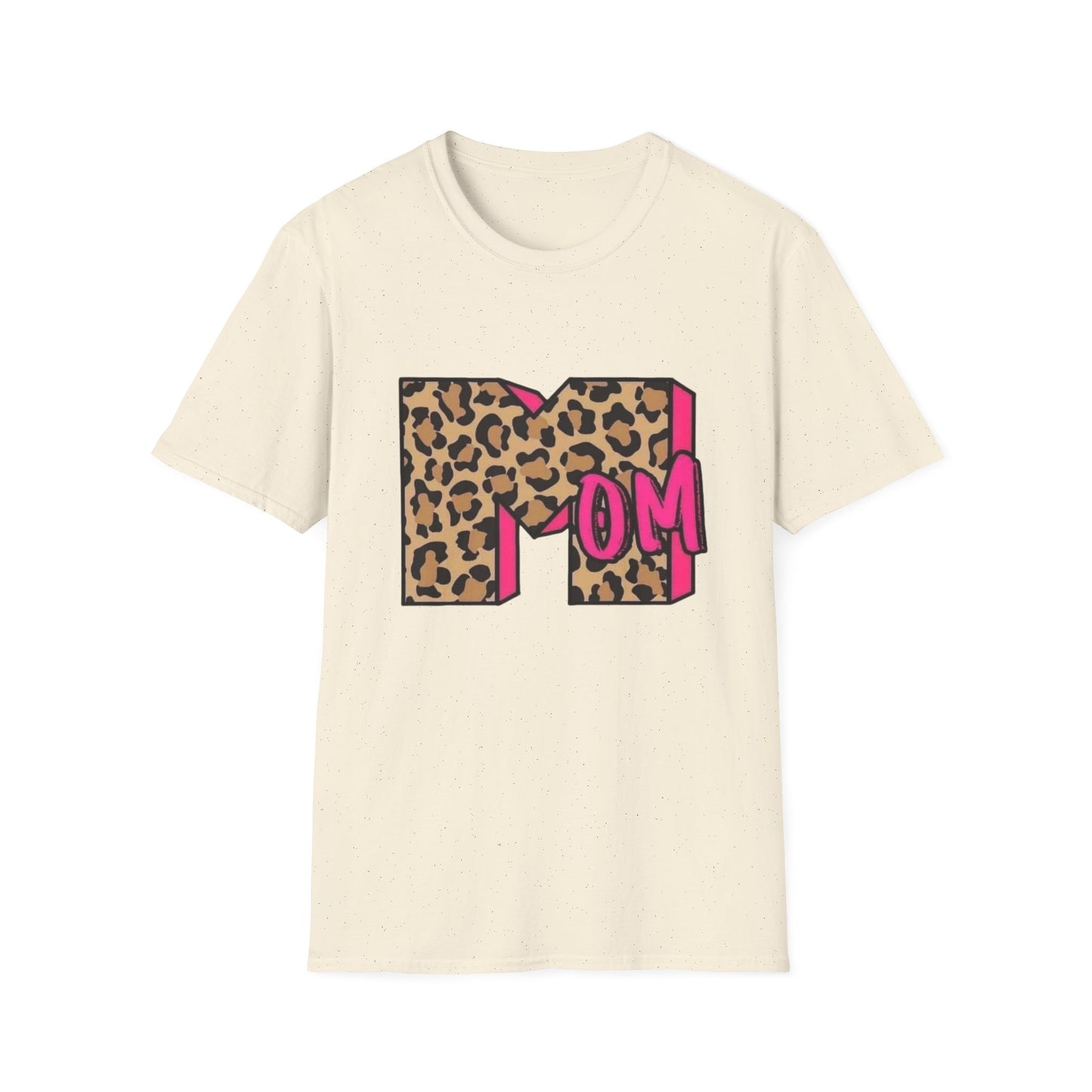 Mom Leopard Print Graphic Tee — Bold Pink 'MOM' Design