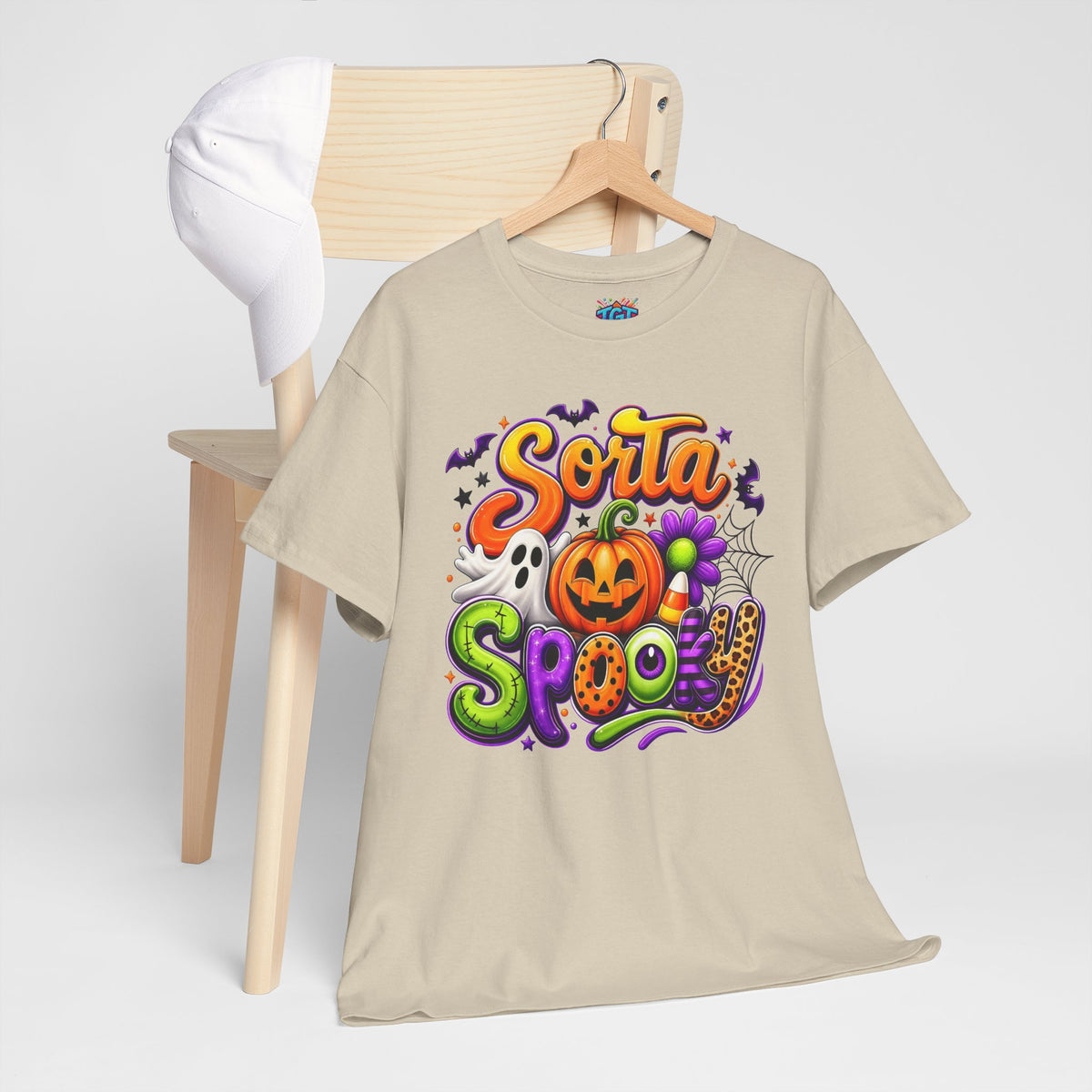 Sorta Spooky Halloween Design T-Shirt | Pumpkin Ghosts Bats