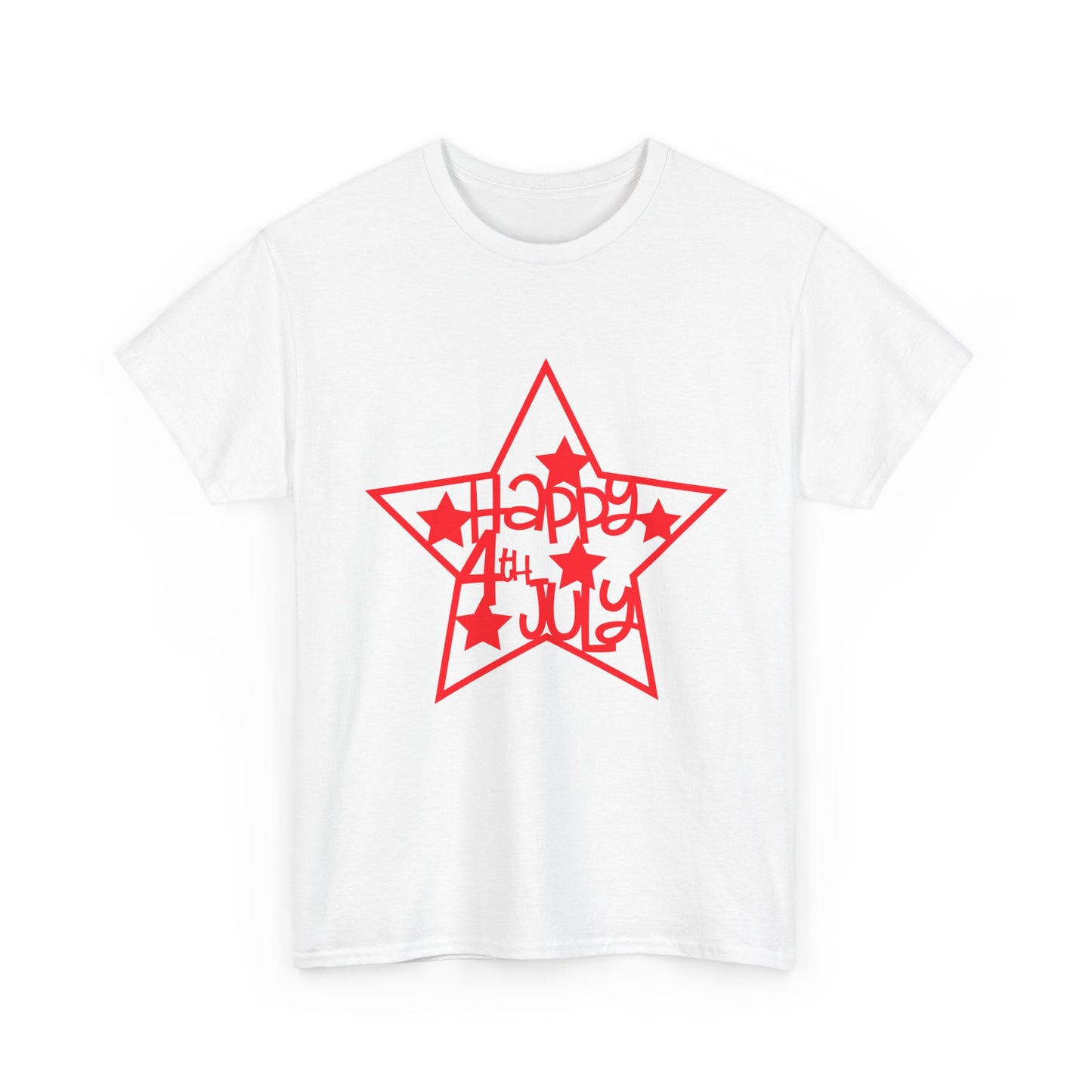 Independence Day Star T-Shirt — "Happy 4th of July" Red Star Graphic Tee
