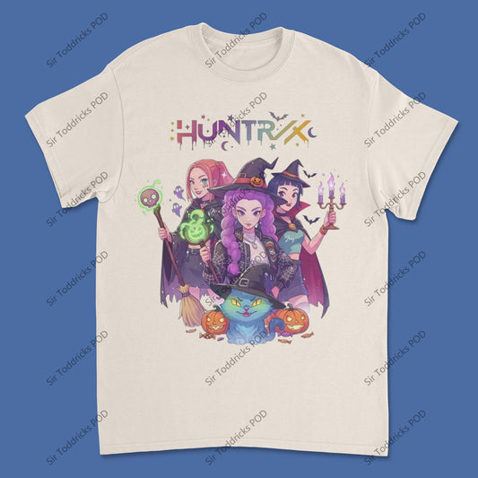 K-Pop Halloween Huntrix Witches Graphic Tee – Limited Edition Spooky K-Pop Fan Merch