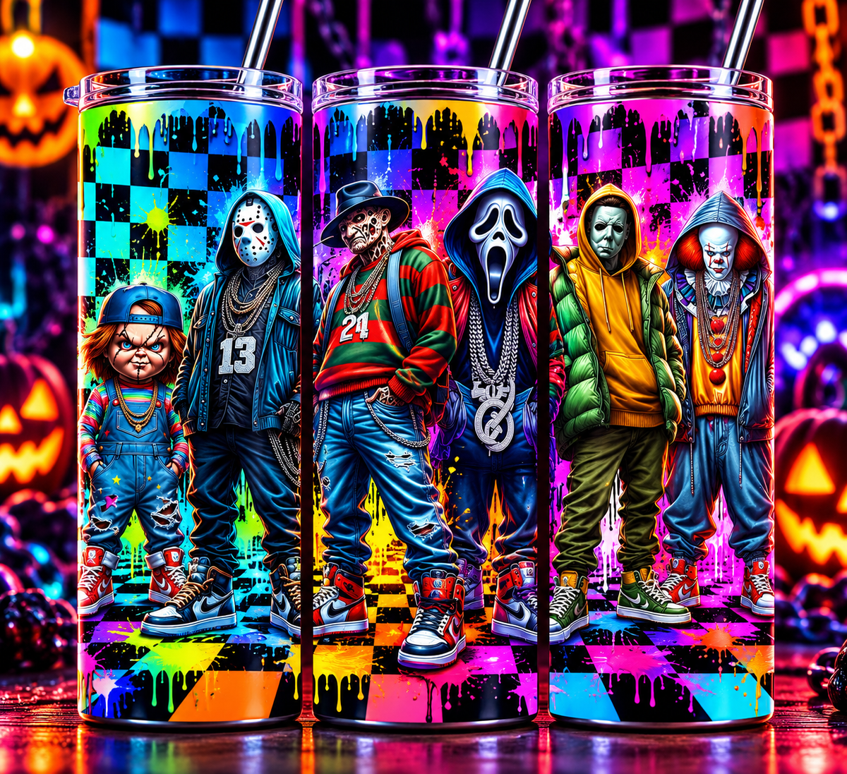 Horror Villains Hip Hop 20 oz Tumbler – Urban Streetwear Halloween Cup